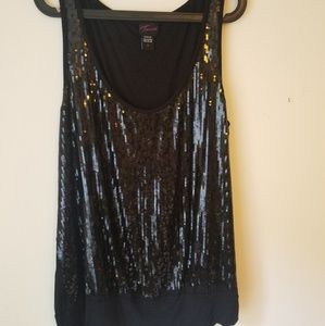 Torrid Black Sequined Sleeveless Shirt